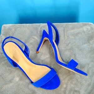 Blue Suede Slingback Heels